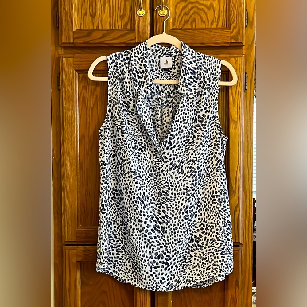 CAbi navy/gray polka dot dress shirt.